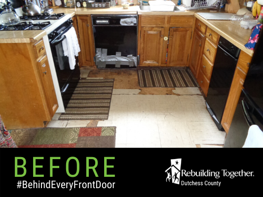 The Baker's kitchen floor before repairs.