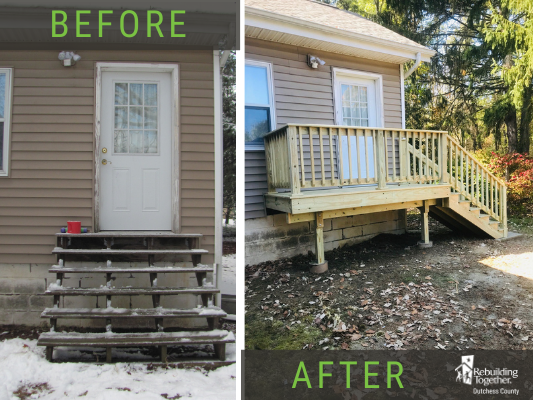 The rear stairs before and after replacement